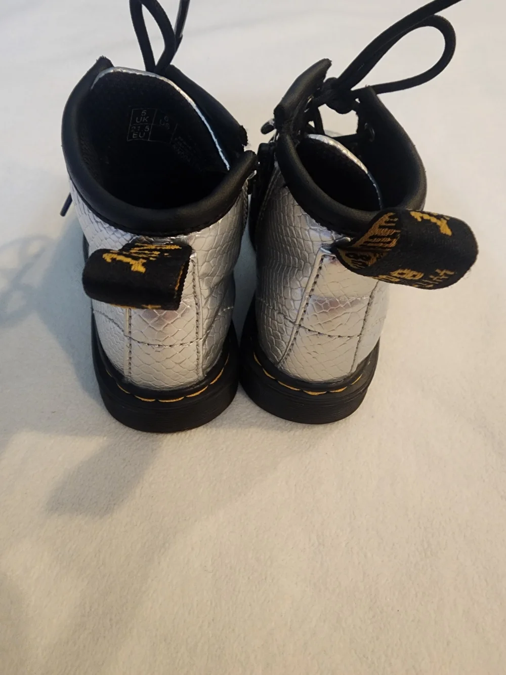 Doc Martens Silver Metallic Toddler Boots 6